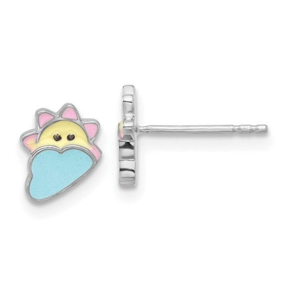 Silver Multicolor Sun & Cloud Post Earrings Brigh… - image 1